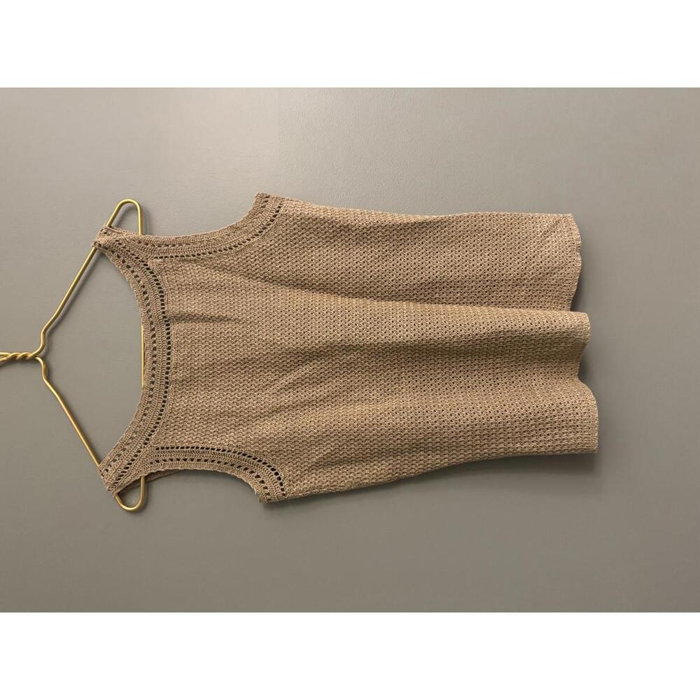 Vintage Lauren Ralph Lauren Brown Crochet Tank Top Size Small Boho - Picture 5 of 9